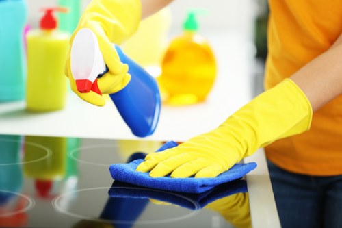 Steam carpet cleaning service in a commercial space